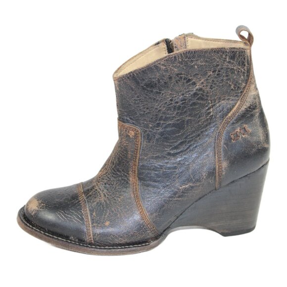 Bed Stu Gentry Black Lux Western Boho Wedge Bootie, Size 9 - Picture 5 of 9